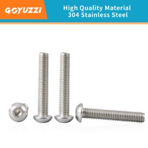 M8 x 80mm Button Head Socket Cap Screws Bolts, Stainless Steel 304, Bright Finish, Fully Threaded, Metric Allen Hex Drive, 10PCS