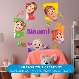 EGD Personalized CoComelon Wall Decor I Name & Initial JJ's Family CoComelon Wall Decals I Custom Name for Baby Room Decoration I Nursery Decor for Girls & Boys I Multiple Options for Customization