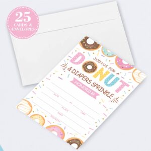 JCVUK Set of 25 Baby Shower Invitations with Envelopes, Diaper Raffle Tickets and Baby Shower Book Request Cards,Colored Donut Theme Babyshower Party For Boys or Girls(YQKTZ-B10)