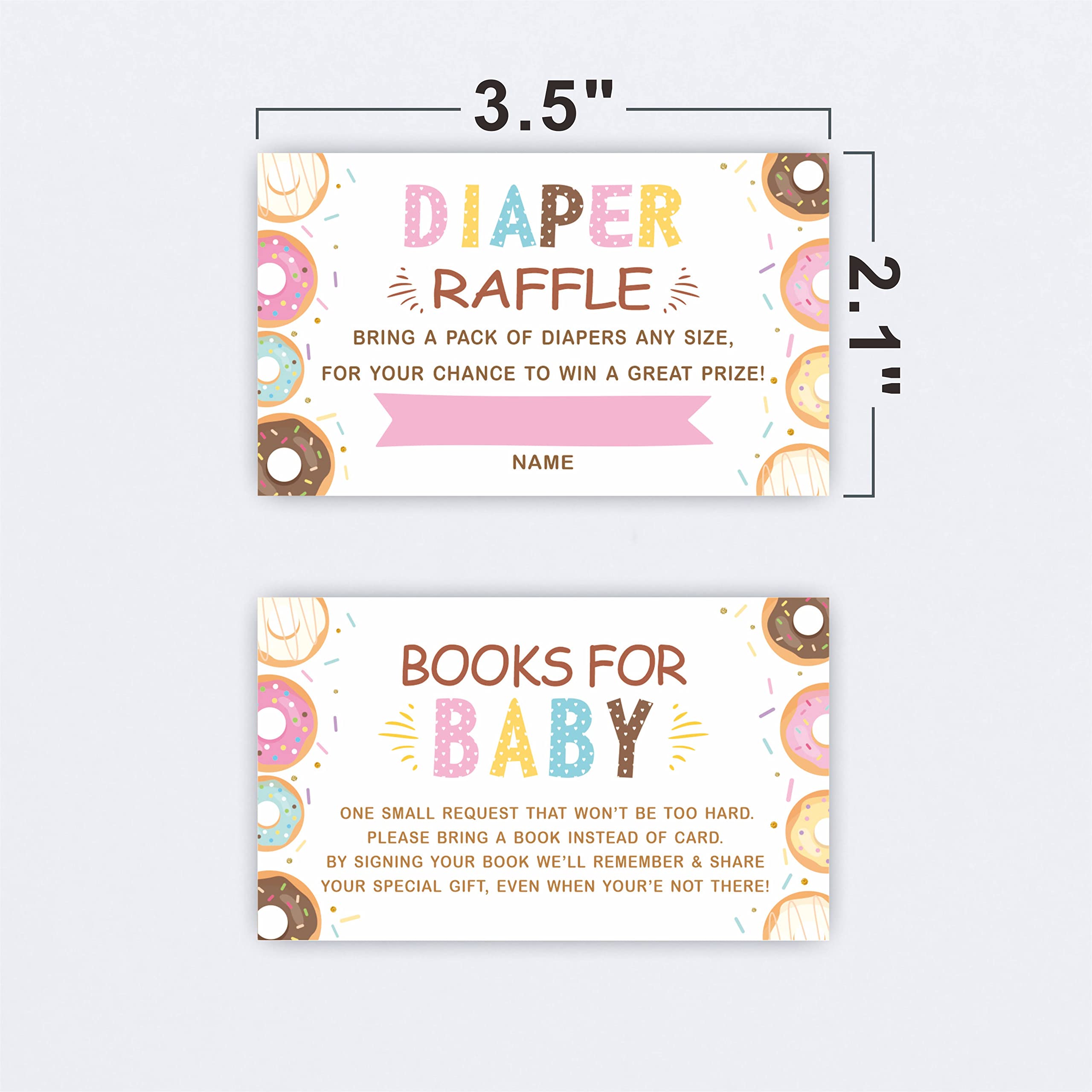 JCVUK Set of 25 Baby Shower Invitations with Envelopes, Diaper Raffle Tickets and Baby Shower Book Request Cards,Colored Donut Theme Babyshower Party For Boys or Girls(YQKTZ-B10)