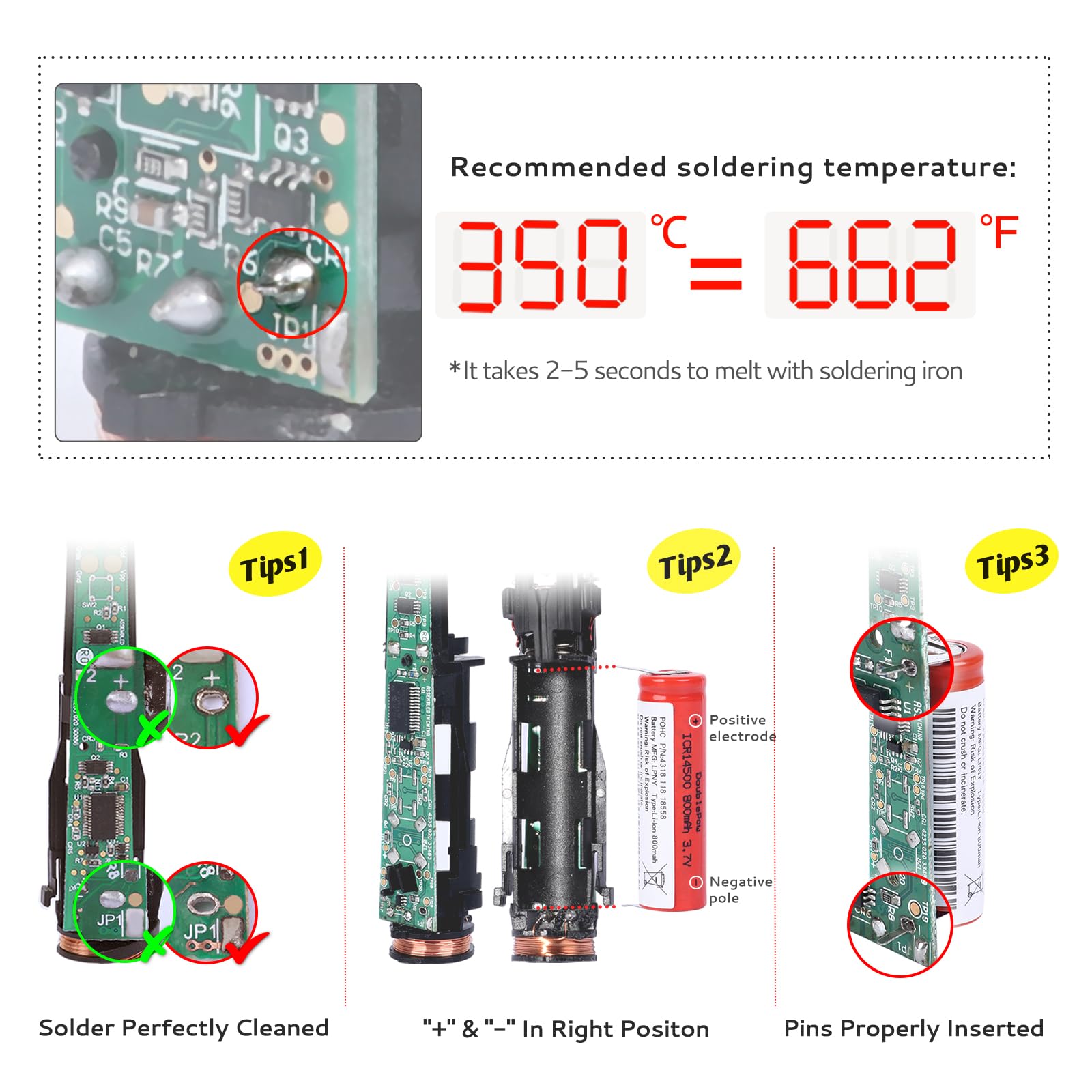 Kuflant 800mAh Electric Toothbrush Battery Compatible with Philips Sonicare Replacement Parts HX89 HX91 HX99 Series with Solder Wire and Rapid Disassemble Tools Set