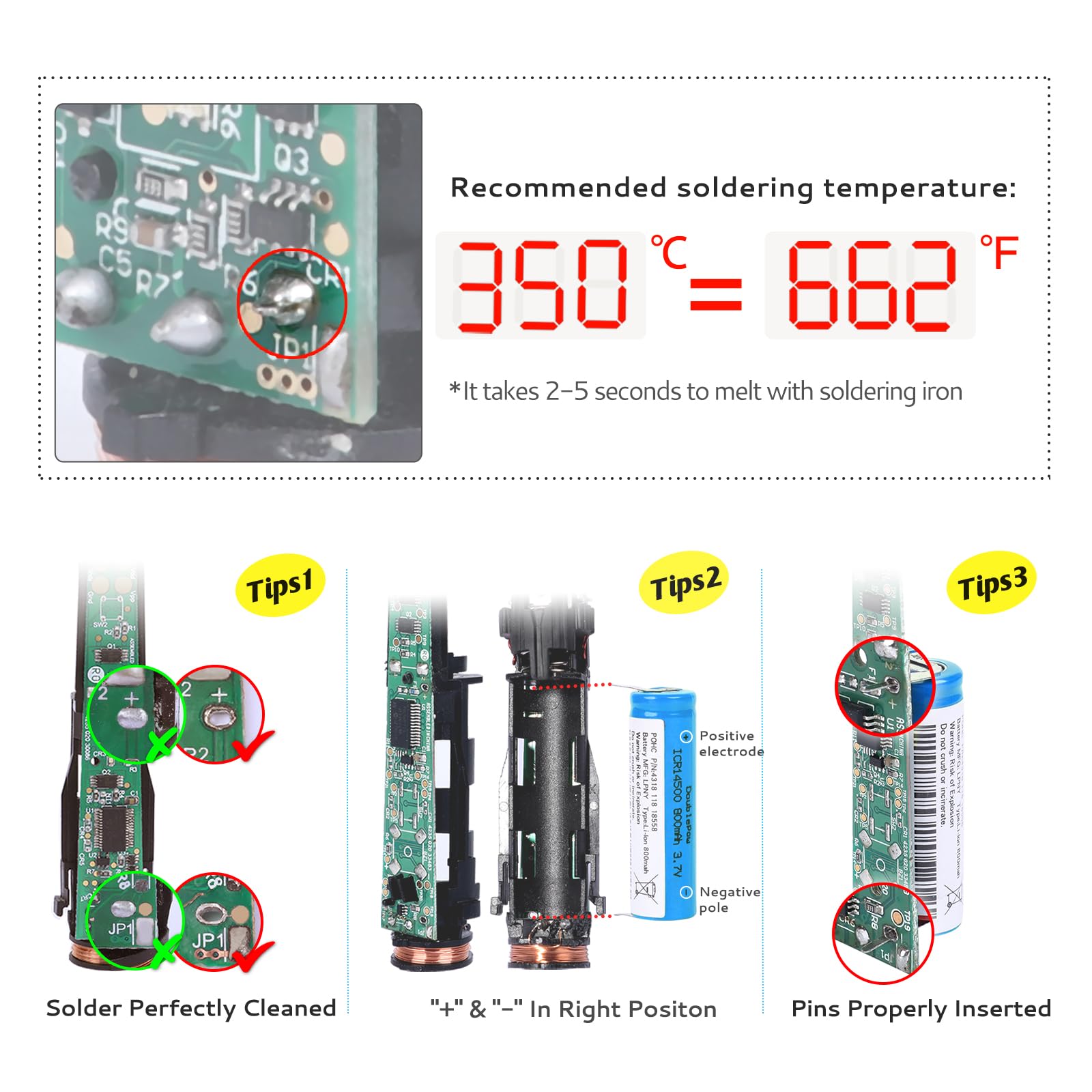 800mAh Electric Toothbrush Battery Compatible with Philips Sonicare Replacement Parts HX65 HX67 HX68 HX69 HX89 HX99 Series with Solder Wire and Rapid Disassemble Tools Set