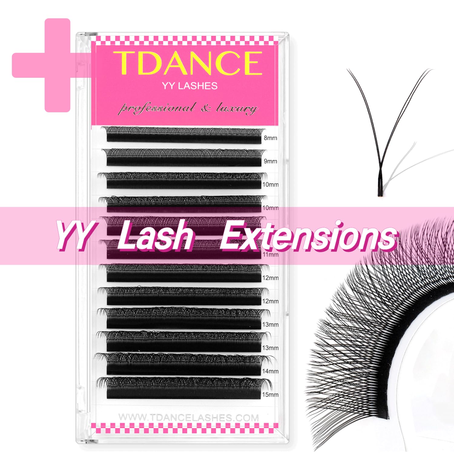 TDANCE Classic Lashes D Curl 0.18mm Thickness 8-15mm + YY Eyelash Extensions C Curl 0.07mm Thickness 8-15mm