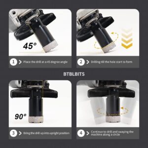 BTBLBITS Dry Diamond Core Drill Bit 1 Inch (25mm) 5/8-11 Thread Tile Drill Bits Vacuum Brazed Angle Grinder Diamond Hole Saw for Porcelain Ceramic Granite Marble Brick with 3/8” Hex Shank Drilling