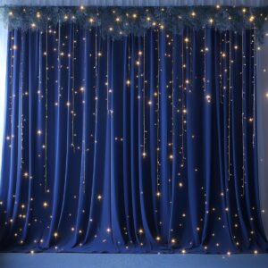 10 ft x 10 ft Wrinkle Free Navy Blue Backdrop Curtains Panels, 2 Panels 5ft x 10ft Sikly Polyester Photo Backdrop Drapes for Graduation Baby Shower Wedding Birthday Parties Photography Background