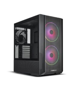 lian li lancool 216 e-atx pc case, airflow focus rgb gaming computer case with all-around mesh panels, 2x160mm & 1x140mm pwm fans pre-installed and innovative rear pcie fan bracket chassis (black)