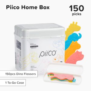 Piico Dental Floss Picks Bundle - Unflavored Fluoride-free Fun Zoo Shape Dental Flossers for Kids - Shred-Resistant Mint Flossers for Adults with Xylitol Formula and Crystal Technology