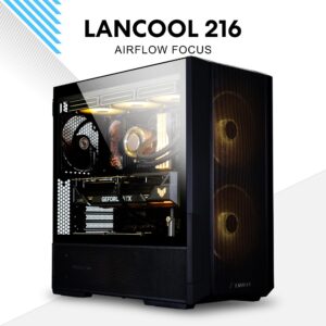 Lian Li Lancool 216 Mid-tower case with high cooling performance - Includes dual front 160MM PWM fans and 1 rear 140MM PWM fan - Airflow focused - Up to 10 fans (LANCOOL 216R-W WHITE)