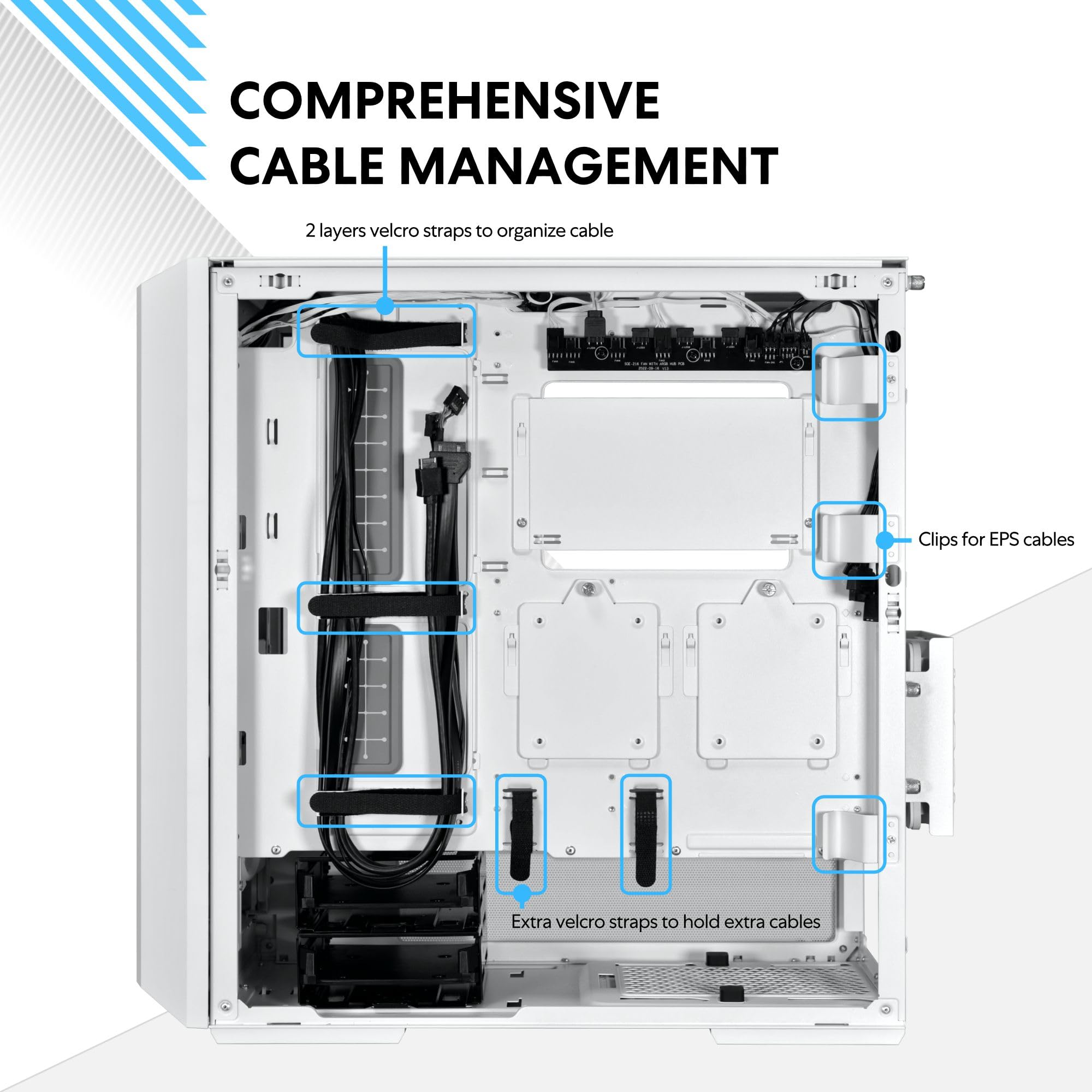 Lian Li Lancool 216 Mid-tower case with high cooling performance - Includes dual front 160MM PWM fans and 1 rear 140MM PWM fan - Airflow focused - Up to 10 fans (LANCOOL 216R-W WHITE)