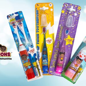 OUR REFLECTIONS Kids Battery Powered, 2 Toothbrush Heads, Soft Bristles, Ages 3 and up. (John Electric Toothbrush, Red)