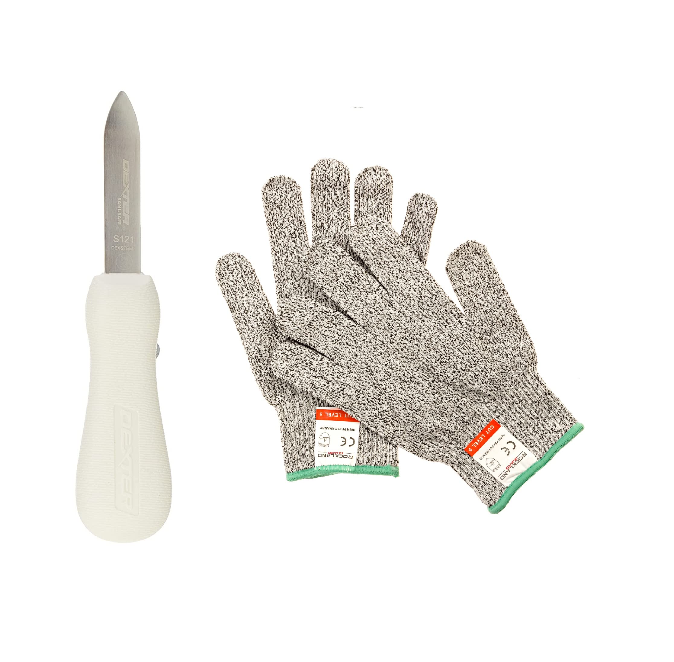 Rockland Guard Dexter-Russell 2.75" New Haven Style Oyster Knife Cut-Resistant Gloves - Perfect for Safe and Easy Oyster Shucking (Large)