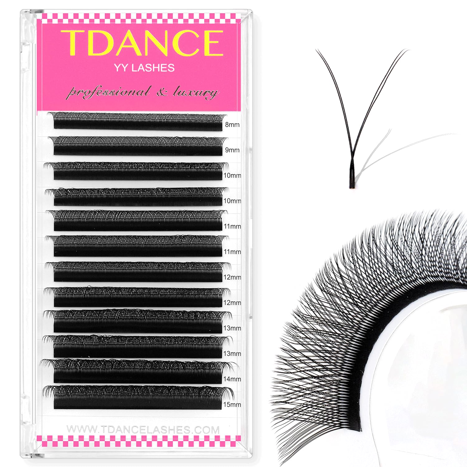 TDANCE Classic Lashes D Curl 0.18mm Thickness 8-15mm + YY Eyelash Extensions C Curl 0.07mm Thickness 8-15mm