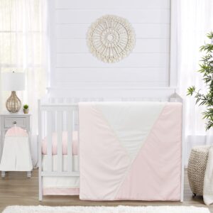 sweet jojo designs boho chic pink modern pastel baby girl nursery crib bedding set - 4 pieces - bohemian geometric elegant cream off white ivory mid century retro abstract tuft tufted light blush pink