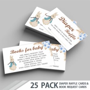 JCVUK Set of 25 Baby Shower Invitations with Envelopes, Diaper Raffle Tickets and Baby Shower Book Request Cards,Purple Boho Bunny Theme Babyshower Party For Boys or Girls(YQKTZ-B05)