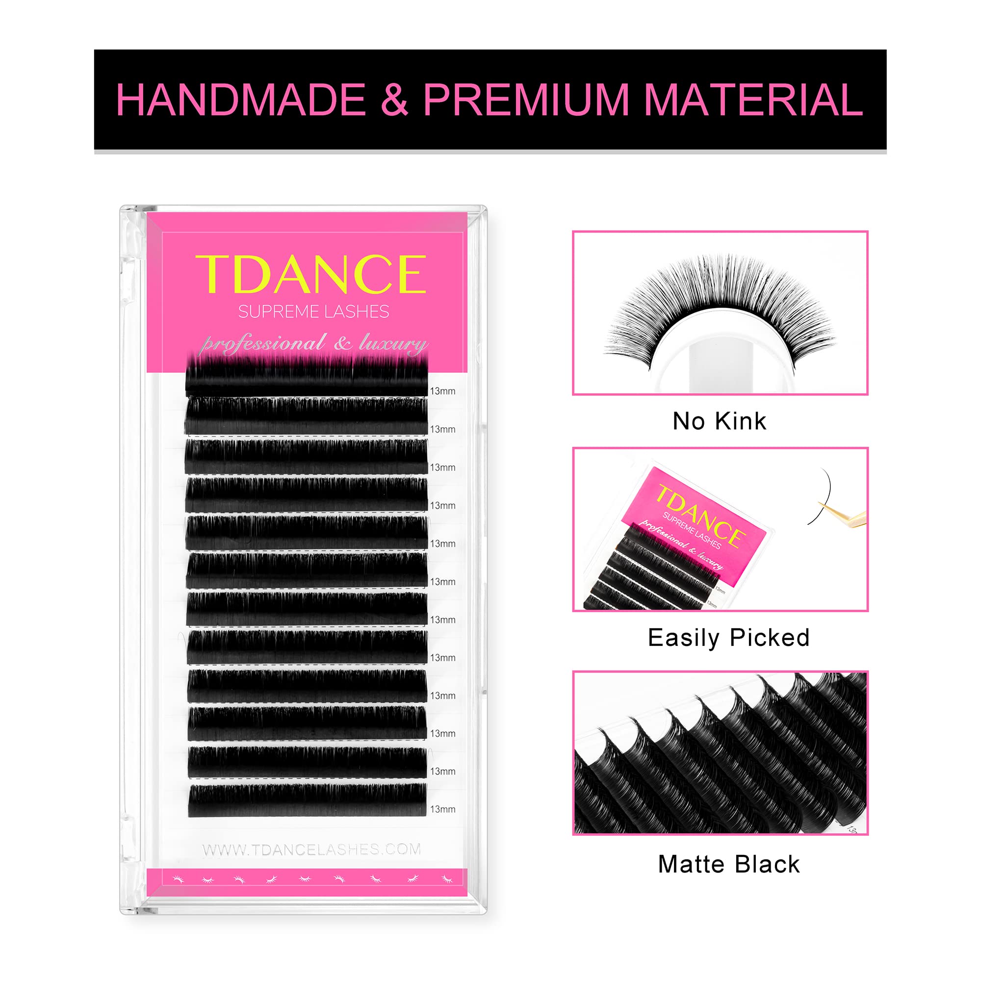 TDANCE Classic Lashes D Curl 0.18mm Thickness 8-15mm + YY Eyelash Extensions C Curl 0.07mm Thickness 8-15mm