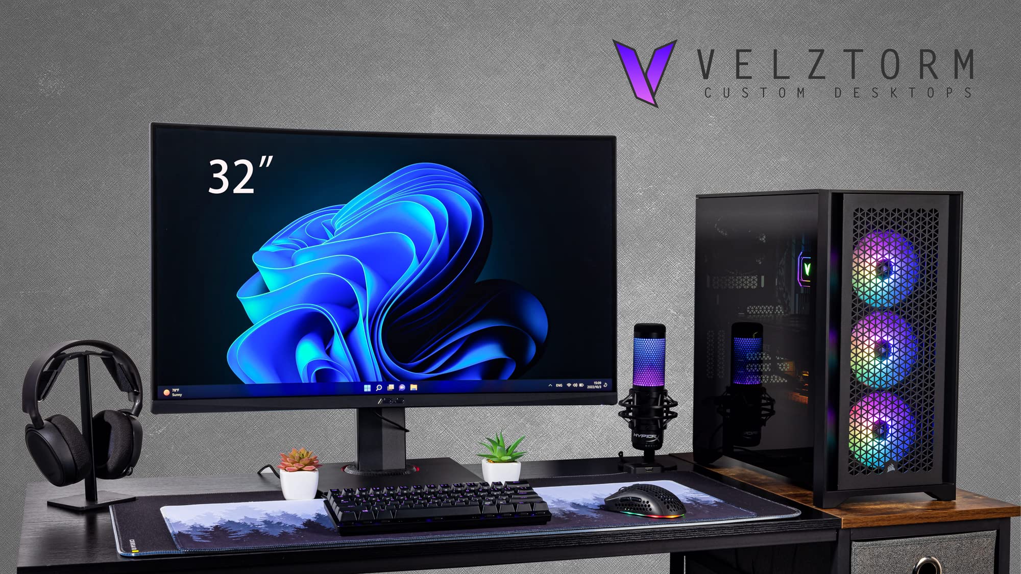 Velztorm Armix Custom Built Gaming Desktop PC (AMD Ryzen 9 7900X 12-Core, GeForce RTX 4080 16GB, 64GB DDR5 4800MHz RAM, 1TB PCIe SSD + 2TB HDD (3.5), Wifi, USB 3.2, HDMI, Bluetooth, Win 10 Home)