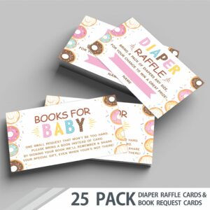 JCVUK Set of 25 Baby Shower Invitations with Envelopes, Diaper Raffle Tickets and Baby Shower Book Request Cards,Colored Donut Theme Babyshower Party For Boys or Girls(YQKTZ-B10)