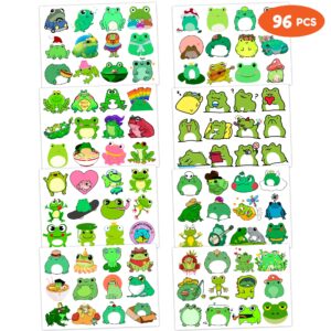 Frog Temporary Tattoos Birthday Themed Party Supplies Decorations Favors Cute Stickers Tattoo 8 Sheets 96 PCS Gifts for Kids Girls Boys Decor Class School Reward Carnival Christmas