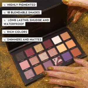 CHARMCODE Shimmer Matte Makeup Eyeshadow Palette Professional 18 Colors High Pigmented Warm Neutral Metallic Blendable Creamy Eye Shadow Pallet Set