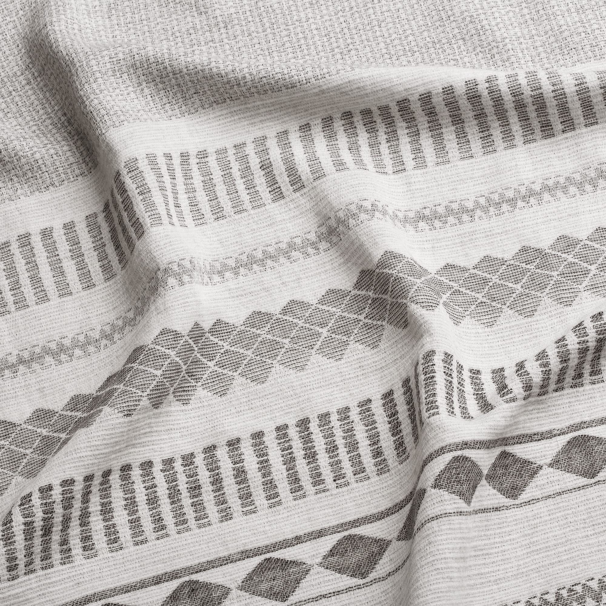 Sweet Jojo Designs Grey Boho Tribal Bohemian Baby Boy Girl Unisex Nursery Crib Bedding Set Jacquard Aztec Gender Neutral Modern Geometric Stripes Gray Off White Ivory Textured Tufted Fringe 4pc