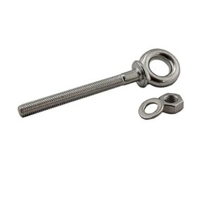 BINBAL Hardware Accessories 10pcs Marine Boat Stainless Steel Heavy Lifting Long Eye Bolt Marine HX Long Eye Bolts Ring Screw Loop Hole for Cable Rope M6