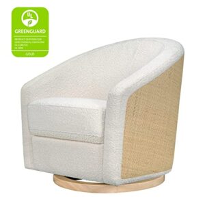 babyletto Madison Swivel Glider in Ivory Boucle and Cane Back with Light Wood Base, Greenguard Gold and CertiPUR-US Certified