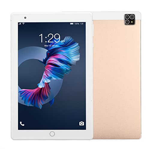 8in Tablet PC,Gold,for Android10,RAM 4GB ROM 64GB,Front 2MP Rear 8MP,1920x1200 IPS Tablet for Kids,Dual Card Slot,Dual Band WiFi,BT4.2,GPS