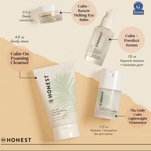 Honest Beauty Skin Barrier Sensitive Skin Kit | Exclusive | Calm & Renew Eye Balm, Calm On Foaming Cleanser, Calm & Porefect Serum, Daily Calm Lightweight Moisturizer | Vegan + Cruelty free