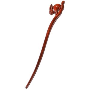 vintage hair stick rabbit shaped hair chopstick wood antique hair clip hanfu hairpins retro head accessory for hair styling tool chinese new year