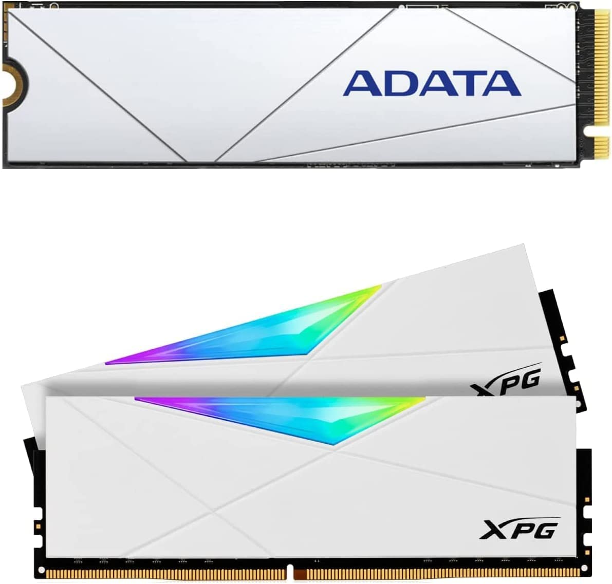 XPG ADATA Premium SSD 1TB PCIe 4x4 NVMe M.2 2280 SSD D50 RGB DDR4 3200MHz 2x16GB UDIMM RAM White kit Bundle