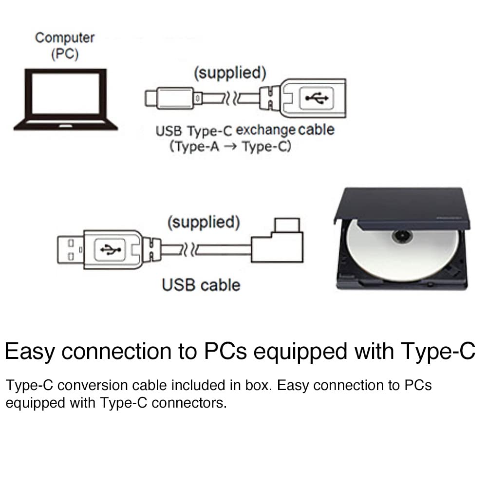 Pioneer BDR-XD08UMB-S Pinnacle of The XD08 Series with a Matte-Black Body USB 3.2 Gen1 (USB Type-C) / 2.0 Slim Portable BD/DVD/CD Writer Features The Latest high-Grade Rubber Coating