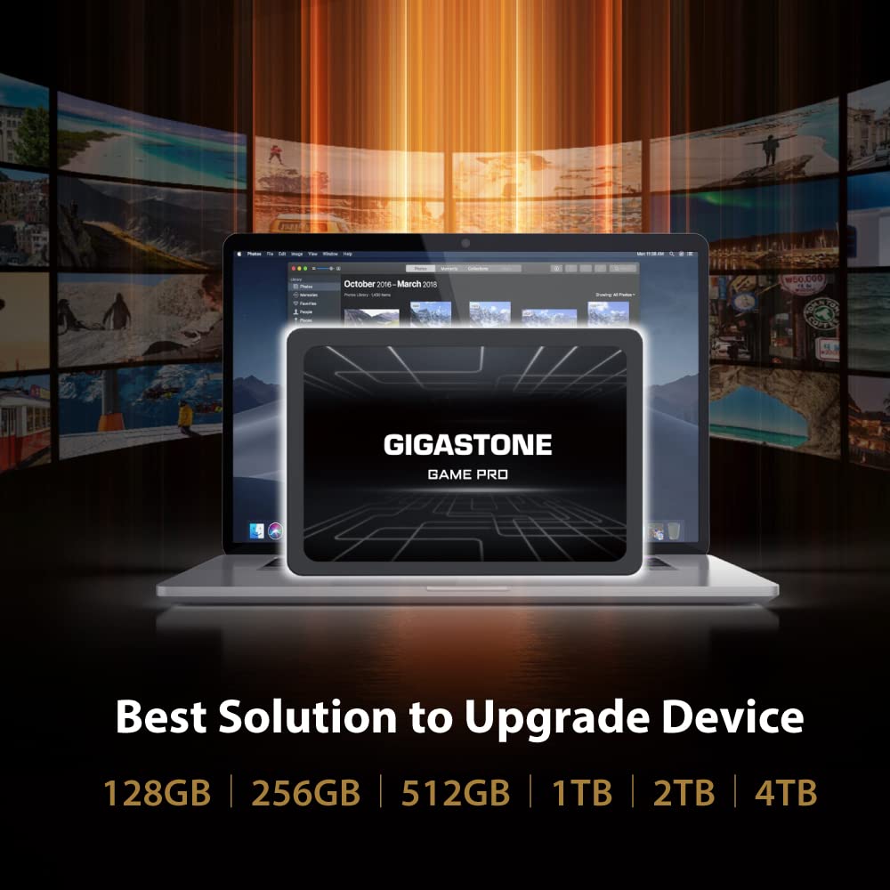 Gigastone SATA SSD 256GB 2.5 inch SSD 510MB/s Upgrade Laptop PC Memory and Storage PS4 HDD Replacement 2.5" Internal Solid State Hard Drives SATA III SLC Cache 3D NAND Game Pro Performance