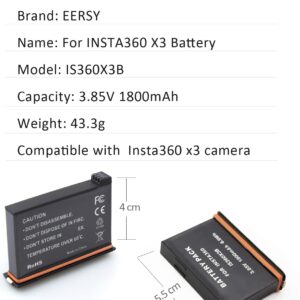 2 Pack Batteries fit for Insta360 X3 Camera, 3-Channel Battery Charger Station for Insta 360 X3