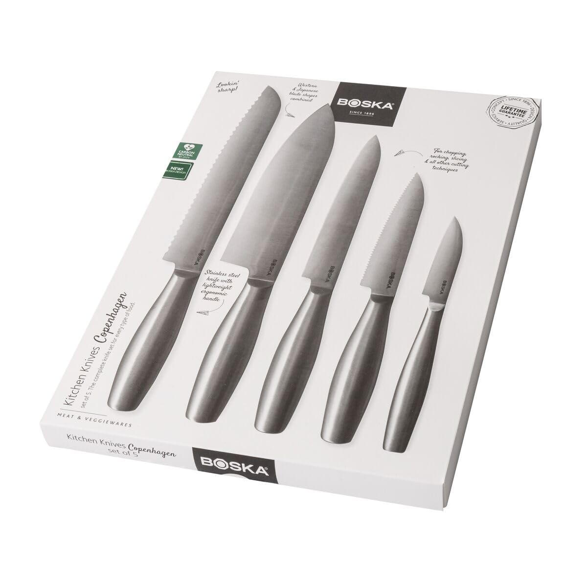 BOSKA Kitchen Knife Sets Copenhagen 5 Piece Kitchen Knives for Chopping, Slicing Knife for Meat Cutting and Dicing Gourmet Food