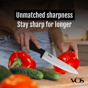 Vos Ceramic Knife Set for Kitchen - Includes 3", 4", 5", 6" Knives with Covers & Peeler in Black - Sharp Ceramic Blades for Versatile Cutting and Paring