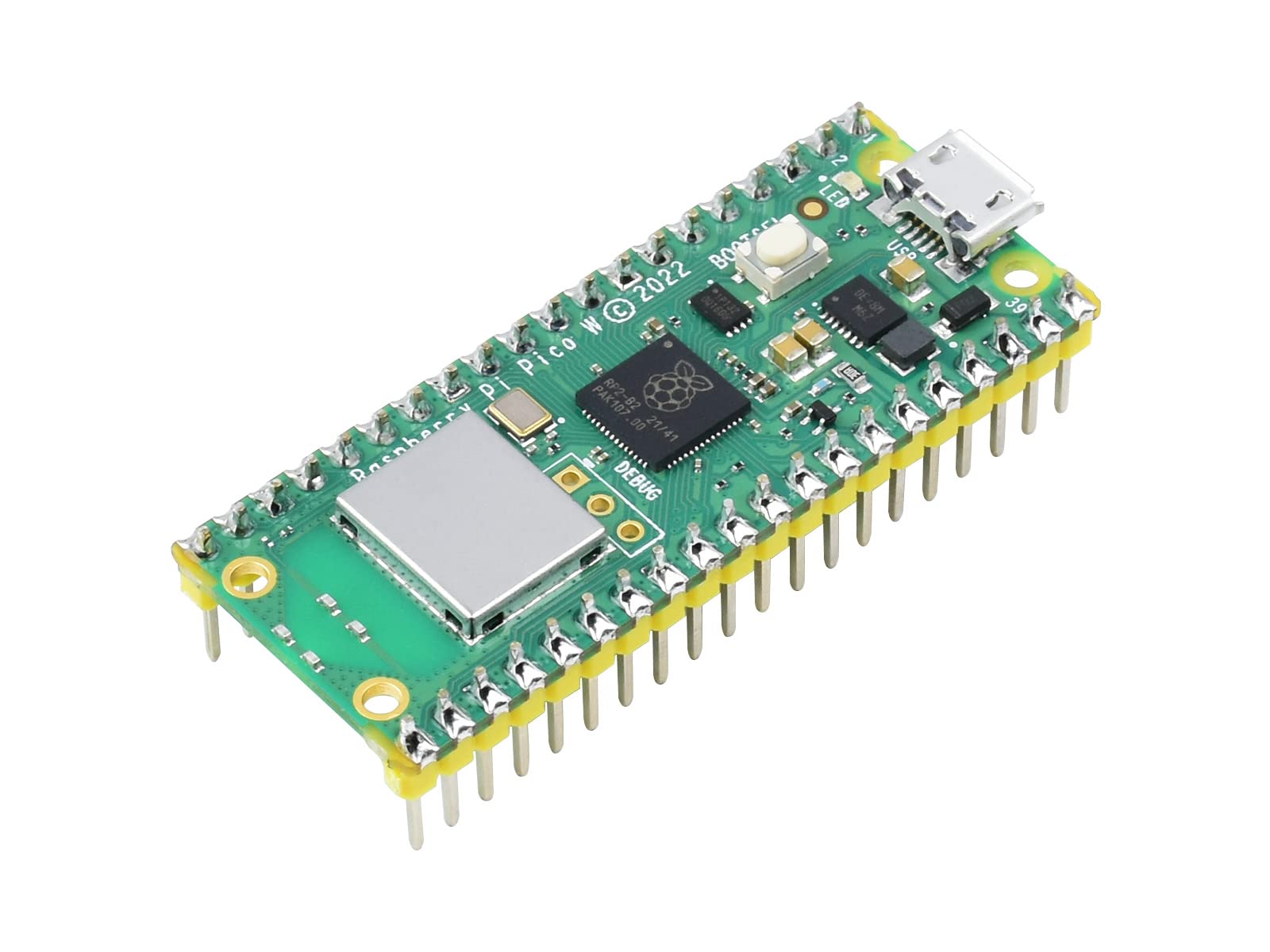 Waveshare Pi Pico W Microcontroller Board, with Pre-soldered Header, Based on RP2040 Dual-core Processor (3 Items)