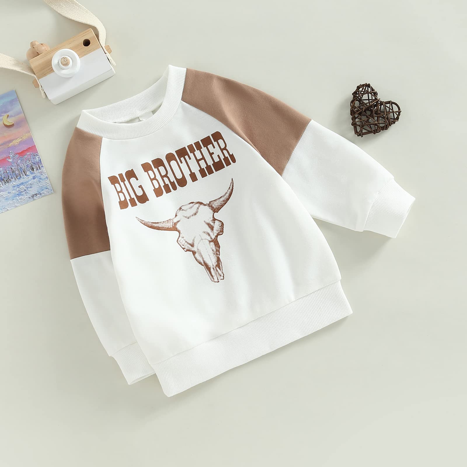 Gueuusu Western Baby Boy Girl Clothes Cow Print Long Sleeve Sweatshirt Pullover Toddler Oversized Crewneck Sweater Tops (C-White Coffee, 1-2 Years)