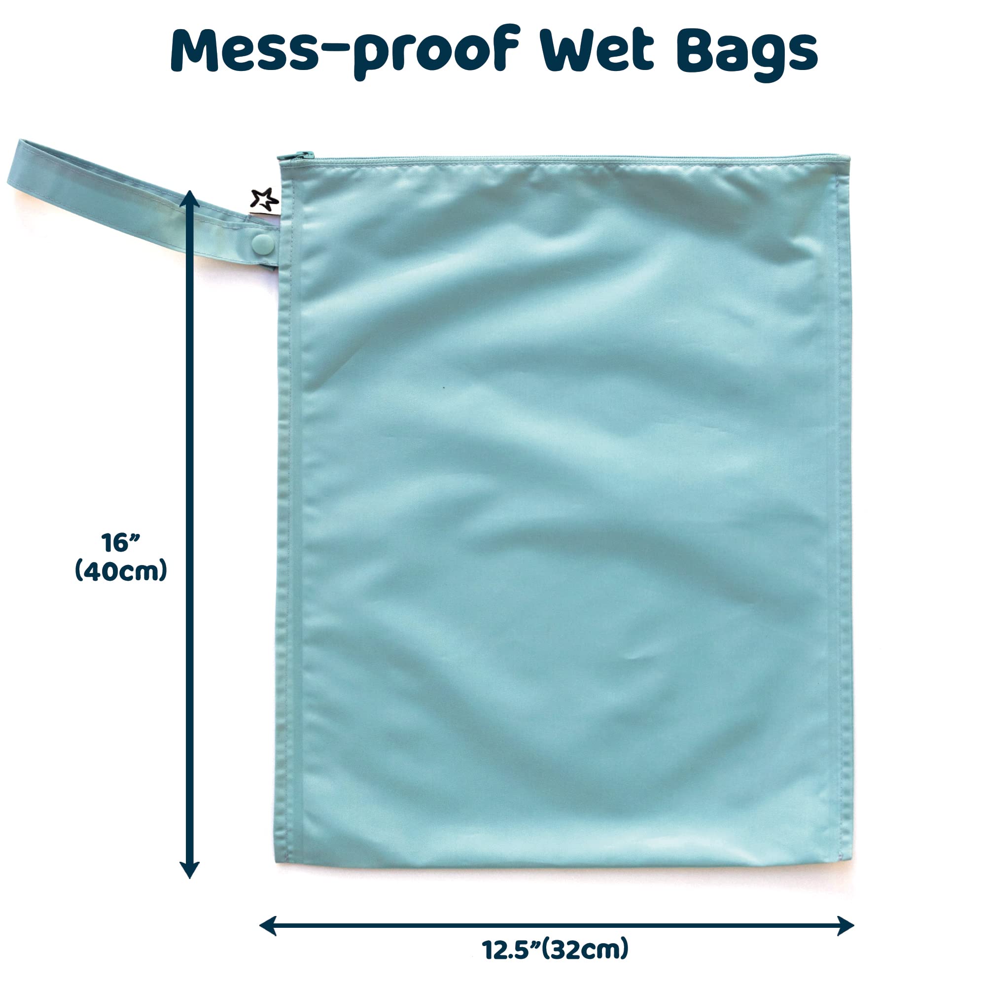 Tiny Twinkle Mess-proof Wet Bags 2 Pack Waterproof and Washable Bag for Travel storage, Stroller, Daycare, Baby Diapers, Yoga, Beach, Pool, Wet Toddler Swimsuits (Slate, Olive)