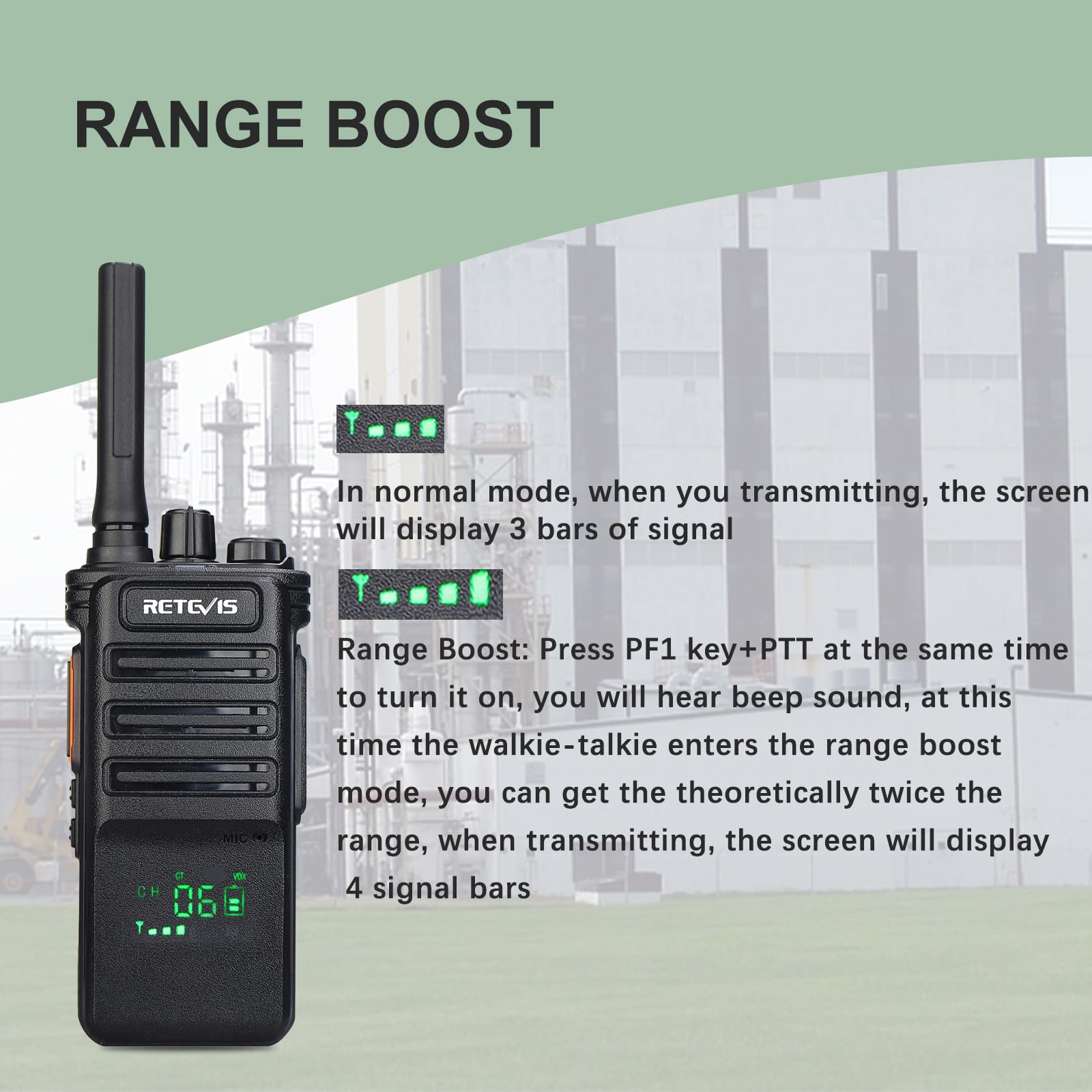 Retevis RB89 Walkie Talkies with Earpiece and Mic, Wireless Walkie Talkie, High Power GMRS, 2600mAh Battery, Two Way Radios Long Range Rechargeable for Construction, Hotels, School(4 Pack)