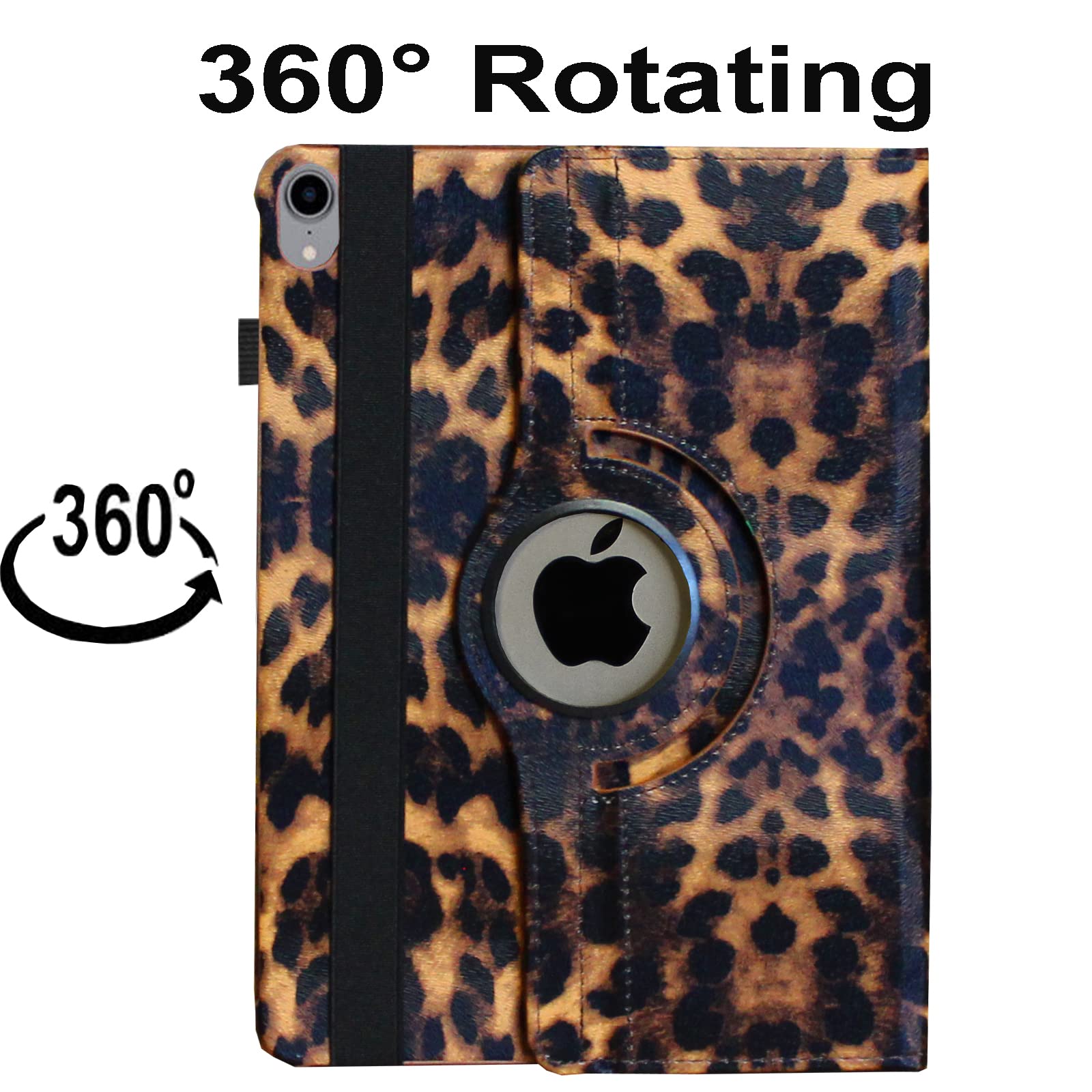 JYtrend Case for 2022 iPad 10th Generation 10.9 inch, Rotating Stand Smart Magnetic Auto Wake Up/Sleep Cover for Model A2696 A2757 A2777 (Leopard)