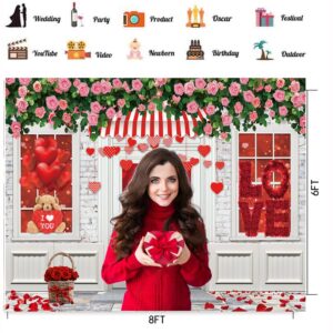 CHAIYA 8X6ft Mother's Day Backdrop Valentine's Day Store Flower Love Heart Background Wedding Bridal Shower Party Decor Banner Valentine's Day Party Decoration CY-256