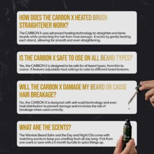 The Beard Struggle Carbon X - Heated Beard Brush + Beard Straightener for Men - Cordless Beard Brush & Straightening Comb - Rechargeable, 3 Heat Settings, Micro-Fibre Protective Sleeve Included