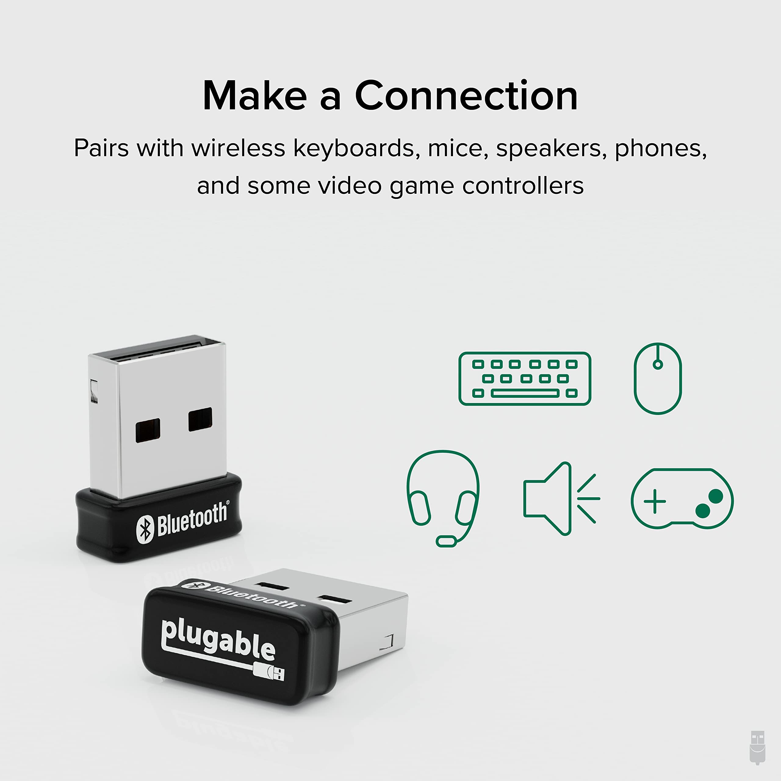 Plugable USB Bluetooth Adapter for PC, Bluetooth 5.0 Dongle Compatible with Windows, Add 7 Devices: Headphones, Speakers, Keyboard, Mouse, Printer and More