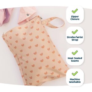 Tiny Twinkle Mess-proof Wet Bags 2 Pack Waterproof and Washable Bag for Travel storage, Stroller, Daycare, Baby Diapers, Yoga, Beach, Pool, Wet Toddler Swimsuits (Slate, Olive)