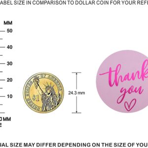 (3 Sizes-1.5") Pink Thank You Stickers, 1.5 inch Thank You Sticker Labels Roll, 500 Gold Foil Thank You Stickers Small Business, Adhensive Labels for Small Business Supplies (1.5 inch)