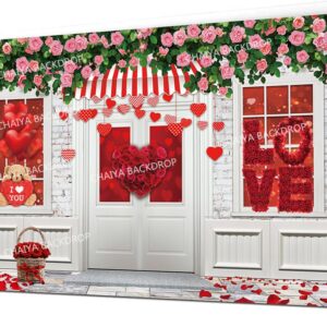 CHAIYA 8X6ft Mother's Day Backdrop Valentine's Day Store Flower Love Heart Background Wedding Bridal Shower Party Decor Banner Valentine's Day Party Decoration CY-256