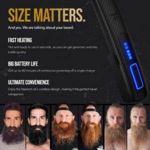 The Beard Struggle Carbon X - Heated Beard Brush + Beard Straightener for Men - Cordless Beard Brush & Straightening Comb - Rechargeable, 3 Heat Settings, Micro-Fibre Protective Sleeve Included