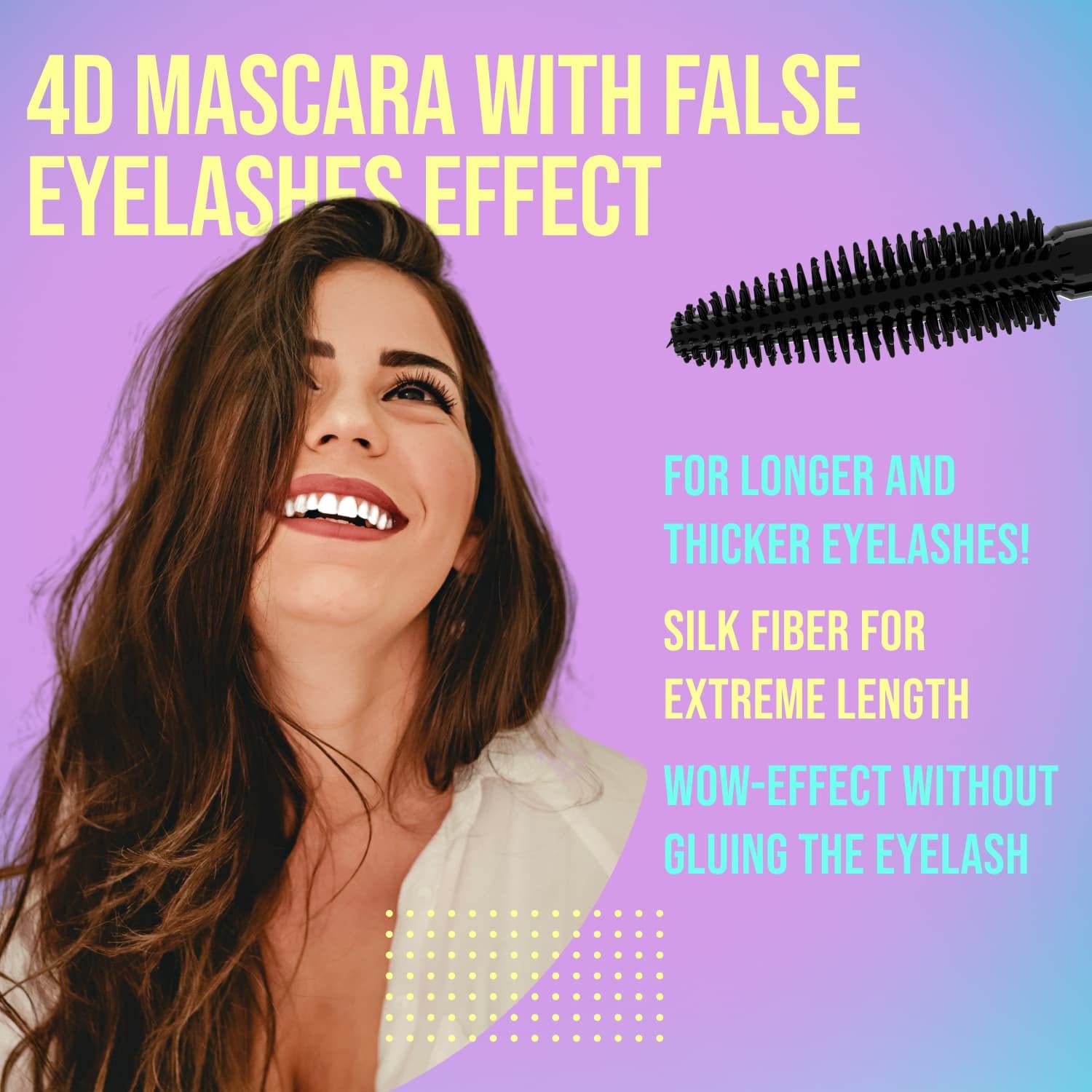 4D Waterproof Mascara – False Lash Effect, Lengthening & Volumizing – Carbon Black, 8 mL