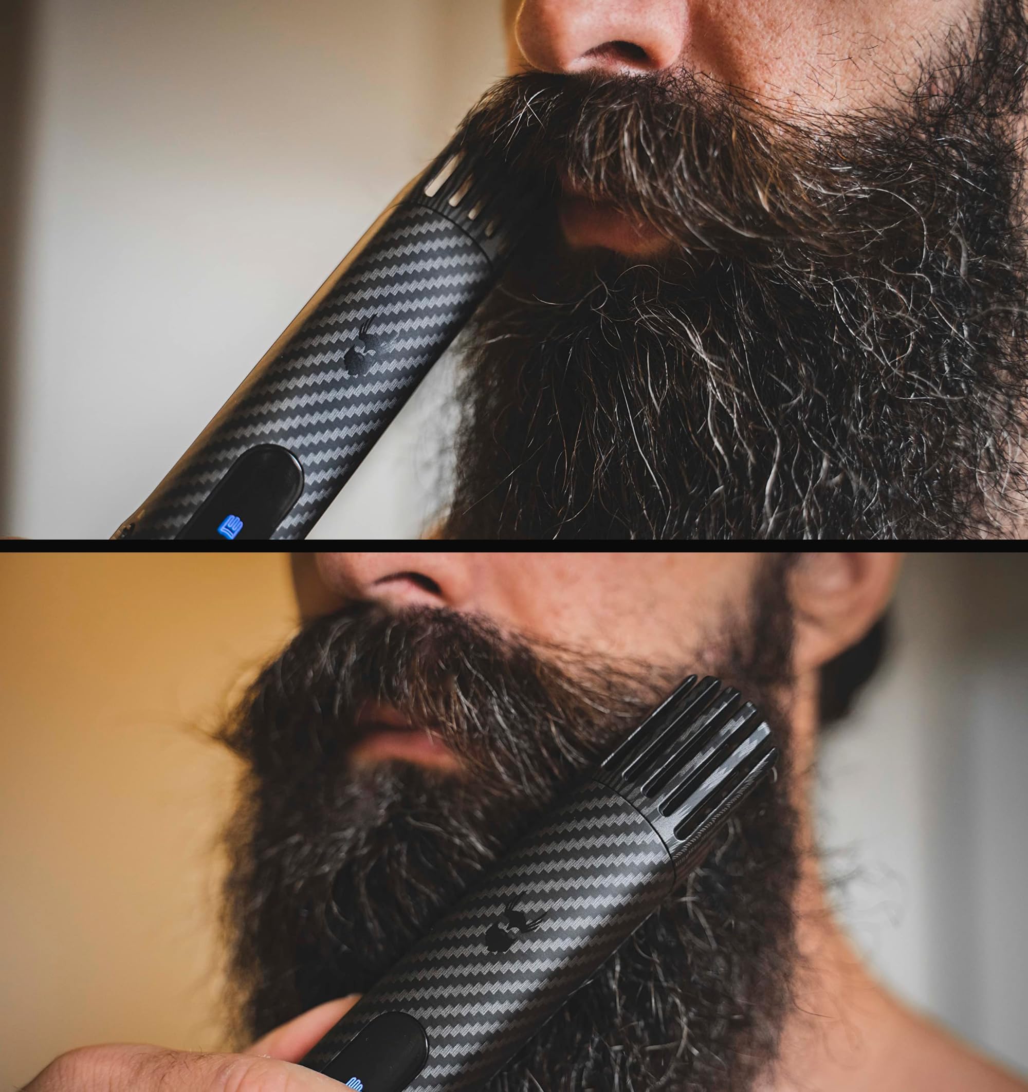 The Beard Struggle Carbon X - Heated Beard Brush + Beard Straightener for Men - Cordless Beard Brush & Straightening Comb - Rechargeable, 3 Heat Settings, Micro-Fibre Protective Sleeve Included