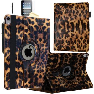 jytrend case for 2022 ipad 10th generation 10.9 inch, rotating stand smart magnetic auto wake up/sleep cover for model a2696 a2757 a2777 (leopard)